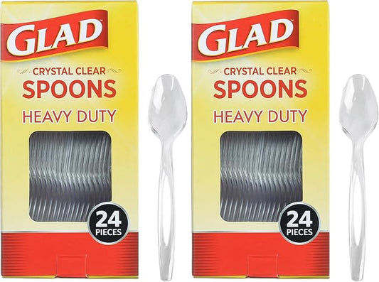 Glad Plastic Spoons, 48-Piece | Heavy Duty | Disposable | Clear | Standard Size