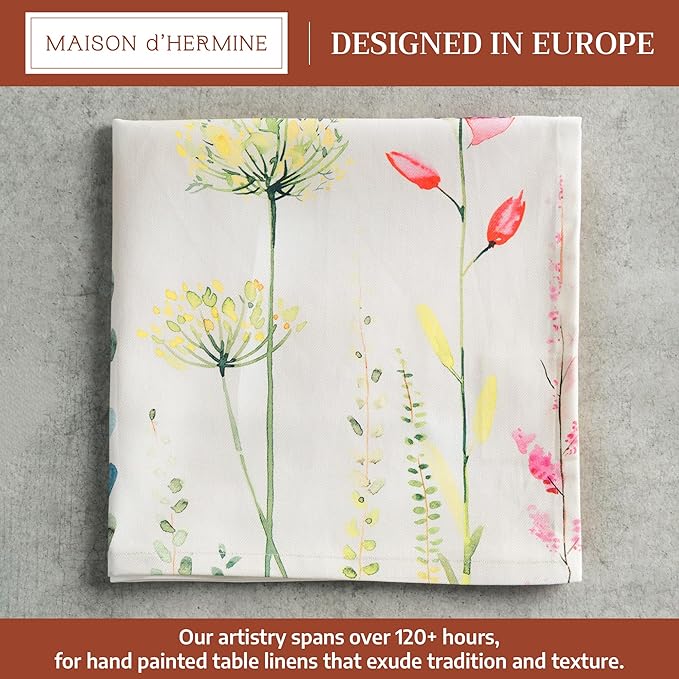 Maison d' Hermine 100% Cotton Cloth Napkins Set of 4 Everyday Reusable Square Napkins Cloth Washable Dinner Party Wedding Restaurant Hotel Kitchen Spring Summer (Botanical Fresh, 20" x 20")