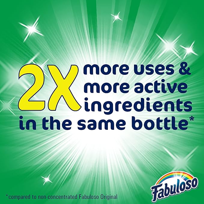 Fabuloso Multi-Purpose Cleaner and Floor Cleaner, 2X Concentrated Formula, Long-Lasting Freshness, Spring Fresh Scent, 56 oz (Pack of 2)