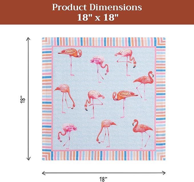 Maison d' Hermine 100% Cotton Cloth Napkins Set of 4 Everyday Reusable Square Napkins Cloth Washable Dinner Party Wedding Restaurant Hotel Kitchen Spring Summer (Flamingo Love, 18" x 18")