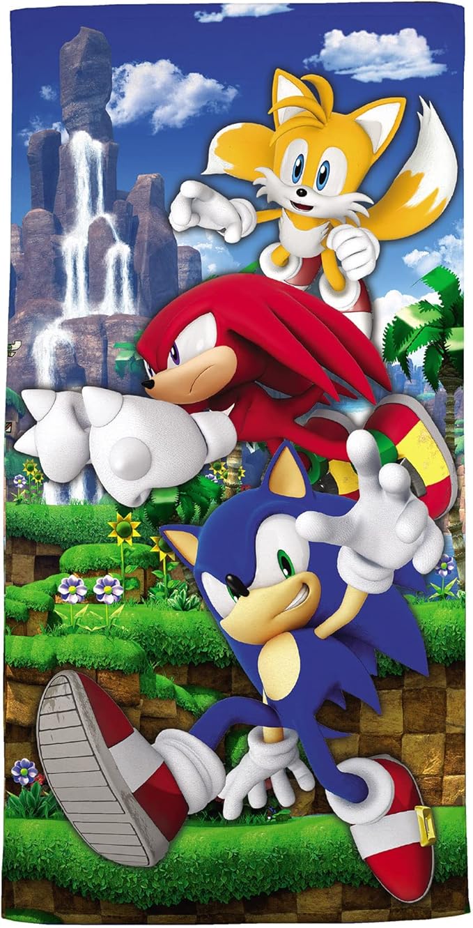 Sonic The Hedgehog Kids Cotton Bath Towel and Wash Cloth, Blue