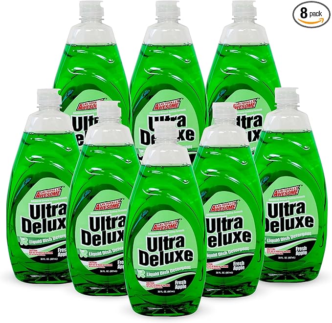 La's Totally Awesome Dish Soap Liquid – Fresh Apple Scent (30 fl oz, Pack of 8) – Grease-Fighting Dishwashing Liquid from Awesome Cleaner Brand