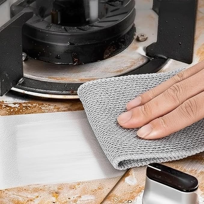 10PCS Steel Wool Dish Cloth 2-Layer – Reusable Metal Non-Scratch Multipurpose Dishwashing Rags for Wet & Dry Cleaning, Durable Diamond Weave Scrubber Pads for Kitchen Sinks Pots Pans Stove Top