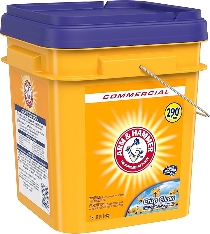 Arm & Hammer, Professional Powder Laundry Detergent, Crisp Clean, 18lb Pail (Pack of 1) 290 Loads