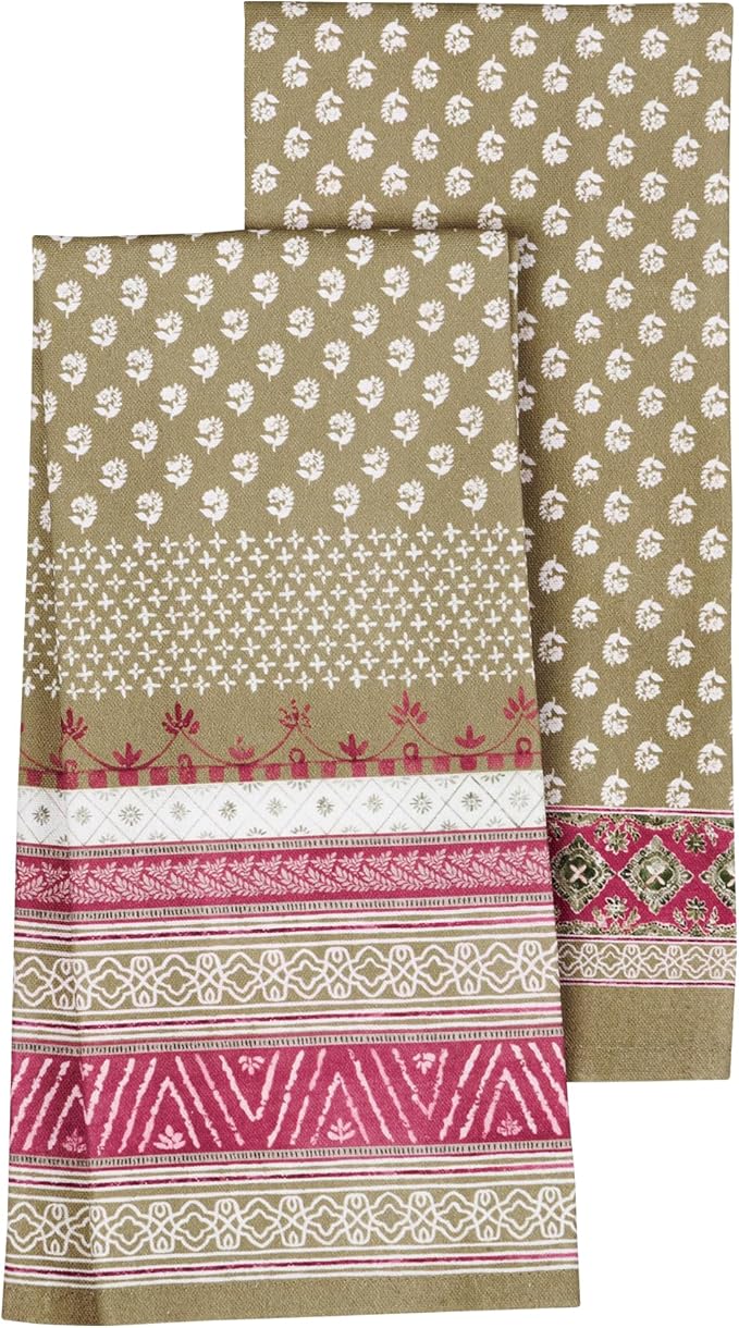 Maison d'Hermine Kitchen Towels Set of 2 100% Cotton 27.50" x 20" Reusable Cloth Tea Dish Towels Absorbent with Hanging Loop for Kitchen, Home, Dining, Cocktail Parties (Manosque)