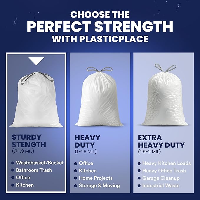 Plasticplace 8 Gallon Trash Bags │ 0.7 Mil │ Lavender and Soft Vanilla Scented Garbage Can Liners │ 22" x 22" (200 Count), White