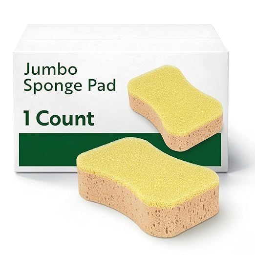 Restaurantware Sponge and Scouring Pad Combo 1 Count 7.7 x 4.9 x 2.1 Inches Plastic Multi-Surface Scrubber Flexible Cleaning Sponge for Commercial Kitchens