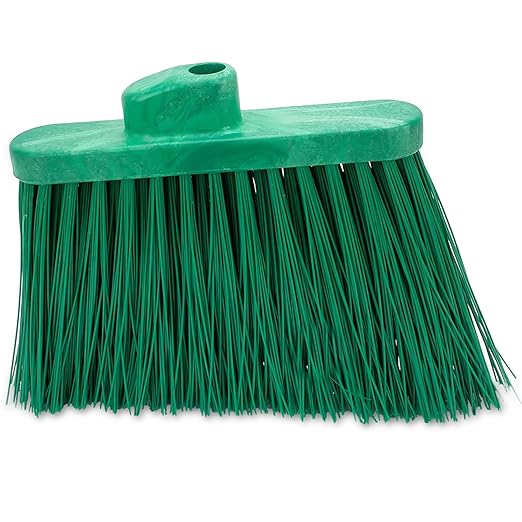 SPARTA Sweeper Broom – 12 Inch Angled Outdoor Broom Head with Durable Polypropylene Bristles, Standard Thread Compatible for Home Garage or Kitchen Cleaning, Green, Pack of 12