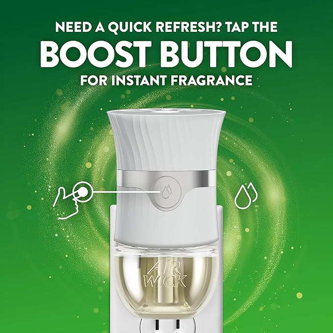 Air Wick Plug In Scented Oil Refill, Infused with Essential Oils, Plug In Air Fresheners for Home, Honeysuckle & Raspberry, 4 ct