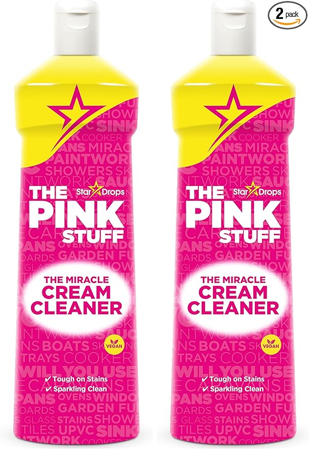 Stardrops The Pink Stuff Miracle Cream Cleaner, Stainless Steel & Multi-Purpose Surfaces, Removes Grease, Grime, Limescale & Soap Scum, Tough on Stains, Gentle on Surfaces, 500ml 16.9oz (Pack of 2)