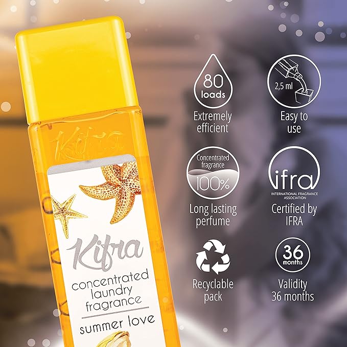 KIFRA SUMMER LOVE Concentrated Laundry Fragrance 6.76 Fl Oz 200ml 80 Washing Cycles