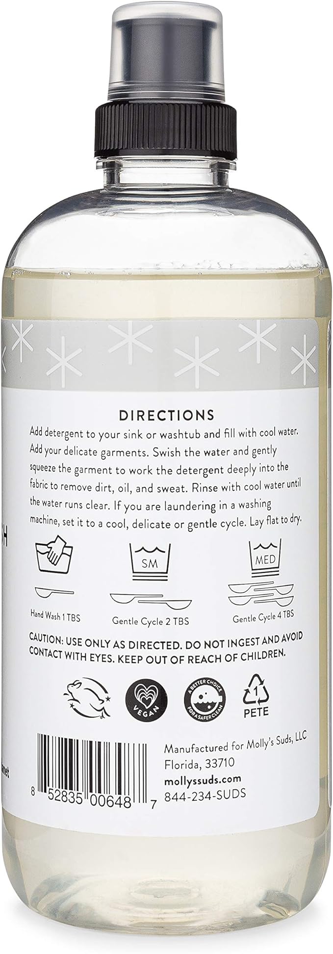 Molly's Suds Delicate Wash Liquid Laundry Soap | Clean, Simple Ingredients | Gently Removes Stains and Deodorizes | Unscented, 16 fl oz