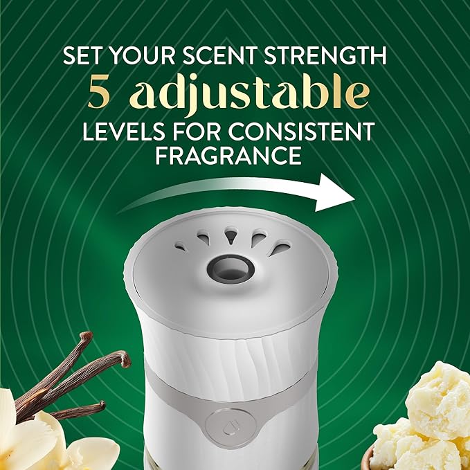 Air Wick Vibrant Plug In Scented Oil Refill,Infused with Essential Oils,Plug In Air Fresheners for Home,Sweet Vanilla & Shea Butter,(Pack of 10)