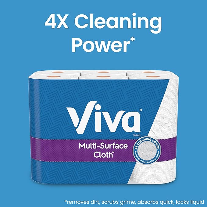 Viva Multi-Surface Cloth Paper Towels, 3 Double Rolls, 110 Sheets Per Roll (Pack of 8)
