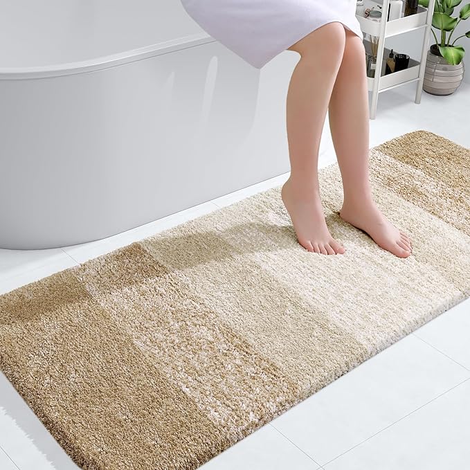 OLANLY Large Bathroom Rugs Mat 45x27, Extra Soft Absorbent Microfiber Bath Rugs, Rubber Backing, Quick Dry, Machine Washable Bath Mats for Bathroom Floor, Tub and Shower, Home Decor Accessories, Tan