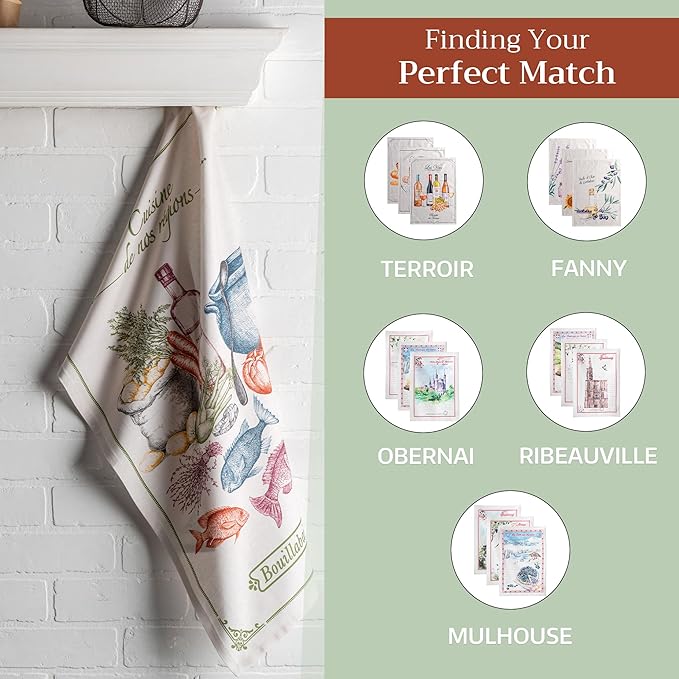 Maison d' Hermine Kitchen Towels Set of 3 100% Cotton 27.50" x 20" Reusable Cloth Tea Dish Towels Absorbent with Hanging Loop for Kitchen Farmhouse Hotel Spring Summer - Gastronomie