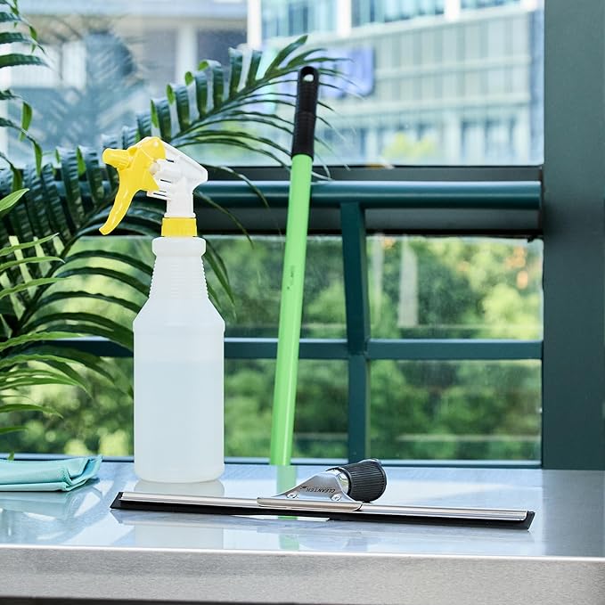 Restaurantware-Clean Tek Professional 13.78 Inch Window Squeegee, 1 Cleaning Squeegee with Rubber Blade - No-Slip Handle, Clean Mirror Or Car Windshield, Stainless Steel Wiper for Glass Door