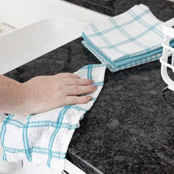 T-Fal Premium Waffle Dish Cloths: Highly Absorbent, Super Soft Long Lasting - 100% Cotton, 12"x13" Towel for Cleaning & Drying, (4-Pack), Breeze