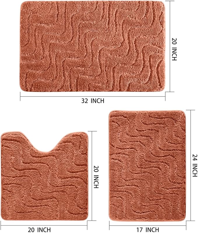 Bath Rugs Set 3 Pieces Bathroom Mat Soft Absorbent Plush Shaggy Soft Floor Non Slip Shower Bath Tub Machine Washable