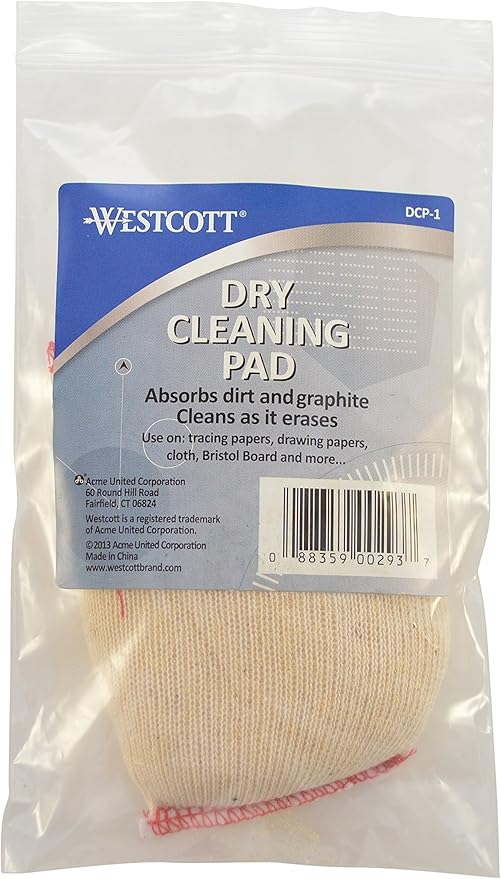 Westcott Dry Cleaning Pad, 6.75" x 4" (DCP-1), White