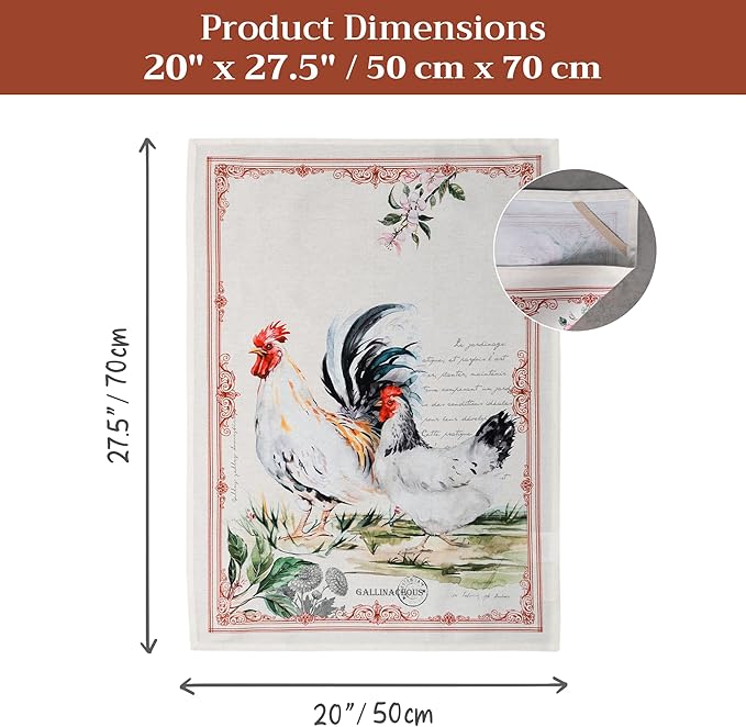 Maison d' Hermine Kitchen Towels Set of 2 100% Cotton 27.50" x 20" Reusable Cloth Tea Dish Towels Absorbent with Hanging Loop for Kitchen, Home, Dining, Cocktail Parties Spring/Summer (Campagne)