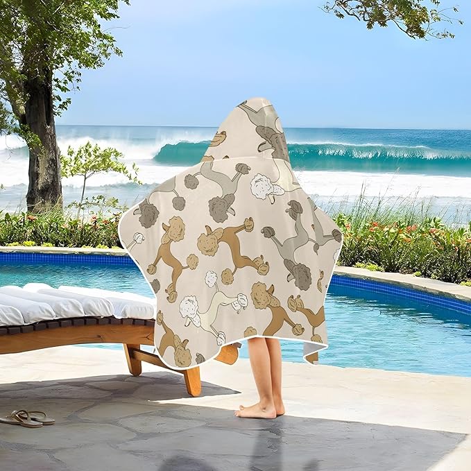 susiyo Kids Hooded Bath Towel Colorful Poodle Dogs Beach Towel for Kids 23.5 x 50 Inch Microfiber Soft Absorbent Quick Dry Bath Swim Pool Towel Wrap Poncho Bathrobe with Hood for Kids Toddler