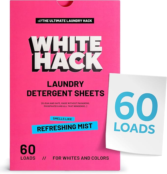 Laundry Detergent Sheets | Clothes Detergent Laundry Soap Sheets for Travel - Mess-Free, Ultra Concentrated, Recyclable Packaging, Stain Fighting - Refreshing Mist Scent, 60 Count
