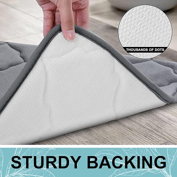 OLANLY Memory Foam Bath Mat Rug 47x24, Ultra Soft and Absorbent Bathroom Rugs, Non-Slip, Comfortable, Machine Washable Bath Carpet for Bathroom Floor, Tub, Shower and Home Decor Accessories, Dark Grey