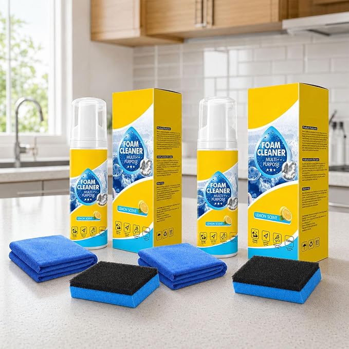 4-in-1 Multi-Enzyme Foam Cleaner, Foam Cleaner Multi Purpose, Enzyme Cleaner, for Car Interior, Kitchen Grease, Bathroom Tiles,Sofa Upholstery (2PCS)