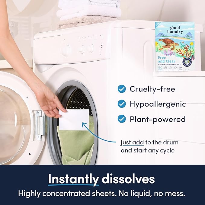 Good Laundry Detergent Sheets - Unscented (60 Loads) - Eco-Friendly Laundry Detergent Sheets, Hypoallergenic, No Plastic Jugs or Waste - Based in the USA