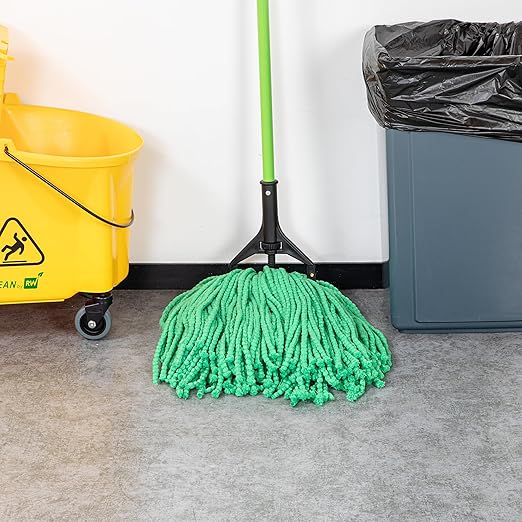 Restaurantware-MOP Head ONLY: Clean Tek Professional 24 Ounce Wet Mop Head, 1 Cut End Refill - Handle Sold Separately, 1.25 Inch Headband, Microfiber Green Replacement, Reusable