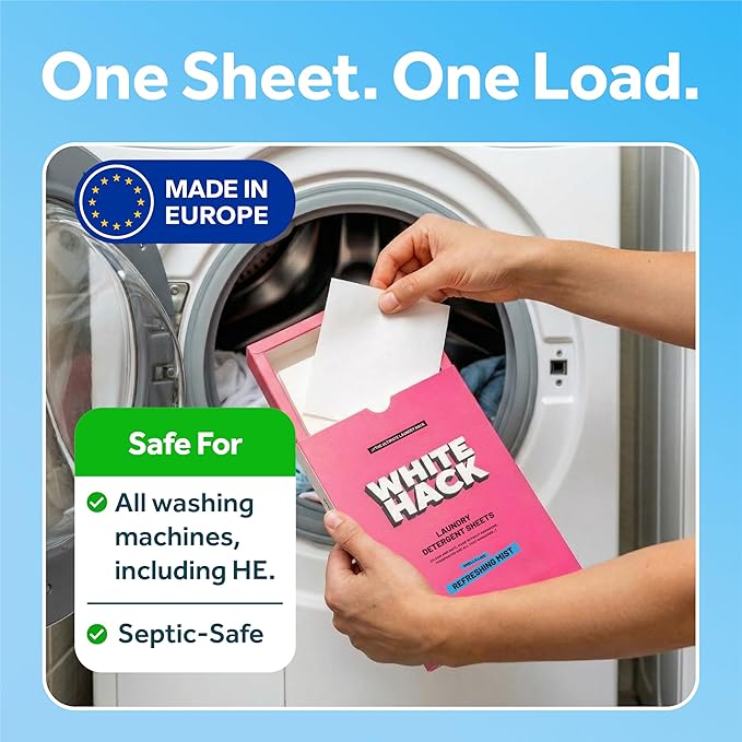 Laundry Detergent Sheets | Clothes Detergent Laundry Soap Sheets for Travel - Mess-Free, Ultra Concentrated, Recyclable Packaging, Stain Fighting - Refreshing Mist Scent, 60 Count