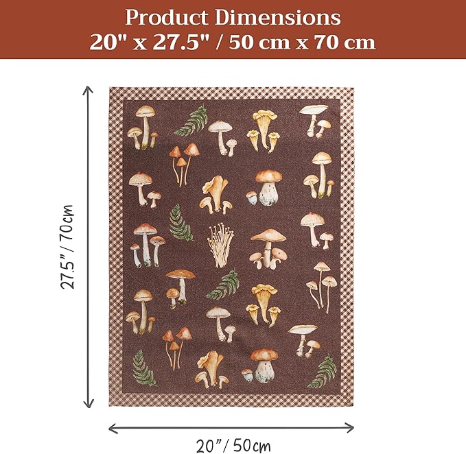 Maison d'Hermine Kitchen Towels Set of 2 100% Cotton 27.50" x 20" Reusable Cloth Tea Dish Towels Absorbent with Hanging Loop for Kitchen, Home, Dining, Cocktail Parties (Foods from The Woods)