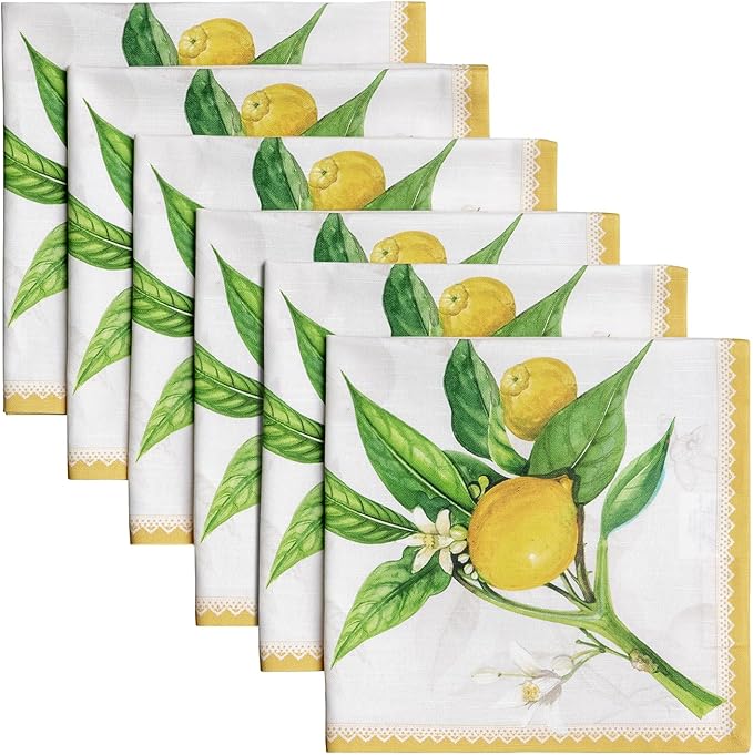 Maison d' Hermine 100% Cotton Cloth Napkins Set of 6 Everyday Reusable Square Napkins Cloth Washable Dinner Party Wedding Restaurant Hotel Kitchen Spring Summer (Limoncello, 20" x 20")