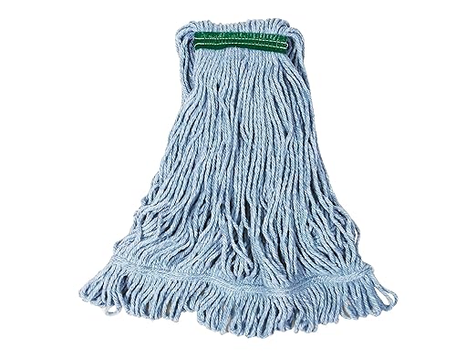 Rubbermaid Commercial Products Super Stitch Blend Mop Head Replacement, 1-Inch Headband, Blue, Heavy Duty Industrial Wet Mop for Floor Cleaning Office/School/Stadium/Lobby/Restaurant