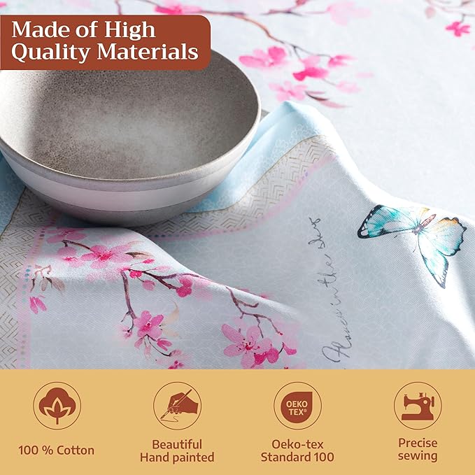 Maison d' Hermine 100% Cotton Cloth Napkins Set of 4 Everyday Reusable Square Napkins Cloth Washable Dinner Party Wedding Restaurant Hotel Kitchen Spring Summer (Blossoms in Spring, 20" x 20")