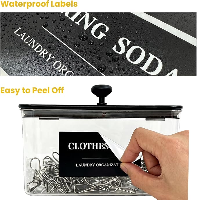 Laundry Detergent Pods Container & Dryer Sheet Holder with Lid, Clear Laundry Detergent Powder Dispenser with Labels, Plastic Laundry Containers for Organizing Laundry Room Organization and Storage