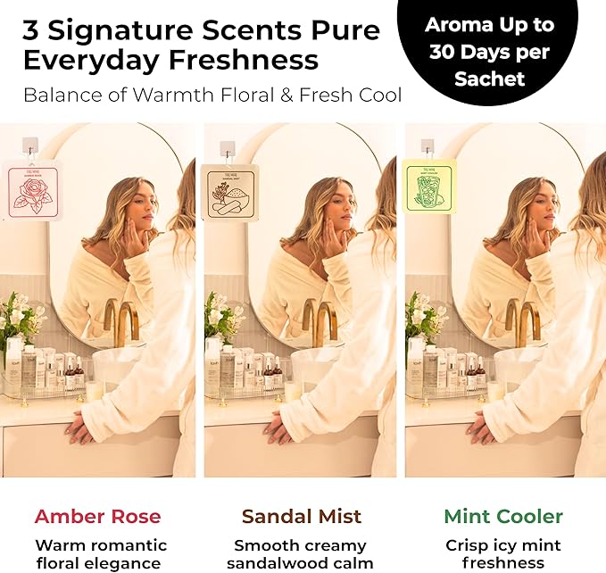 Room Deodorizer Gel Odor Eliminator For Home - Variety Pack Of 3 - Sandal Mist|Amber Rose|Mint Cooler Bathroom Air Freshener Odor Absorber - Long Lasting Strong Scent For Kitchen Trash Closet