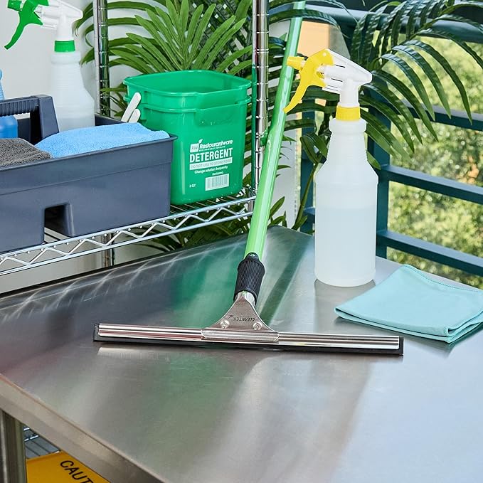 Restaurantware-Clean Tek Professional 13.78 Inch Window Squeegee, 1 Cleaning Squeegee with Rubber Blade - No-Slip Handle, Clean Mirror Or Car Windshield, Stainless Steel Wiper for Glass Door