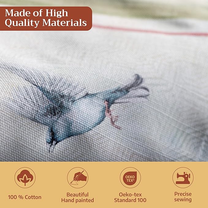 Maison d' Hermine 100% Cotton Cloth Napkins Set of 4 Everyday Reusable Square Napkins Cloth Washable Dinner Party Wedding Restaurant Hotel Kitchen Spring Summer (Flying Birds, 20" x 20")