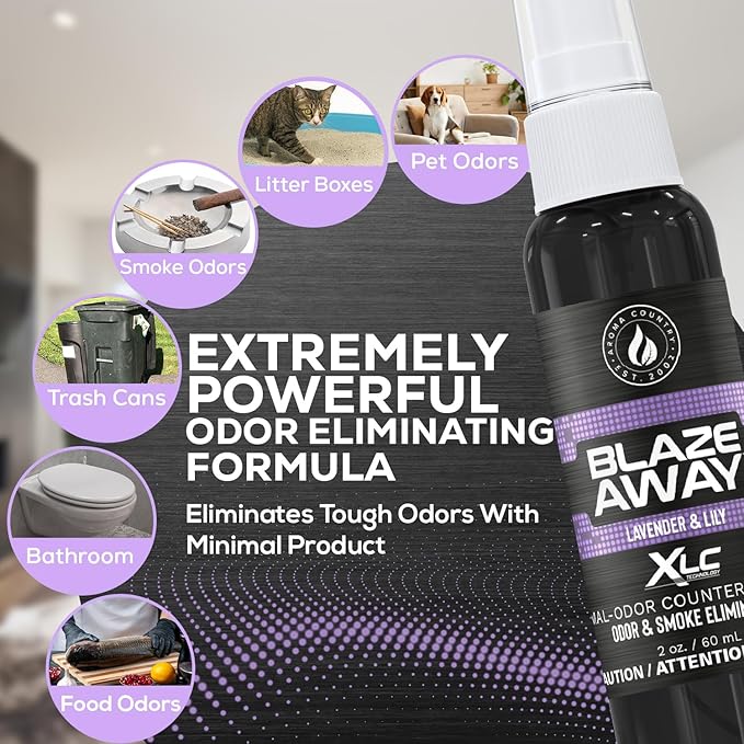 Blaze Away Commercial Air Freshener & Odor Eliminator for Strong Odor - Industrial-Grade Room Spray & Room Deodorizer for Home, Car, Smoke & Pet Odors - Long-Lasting Odor Absorber, Room Fresheners