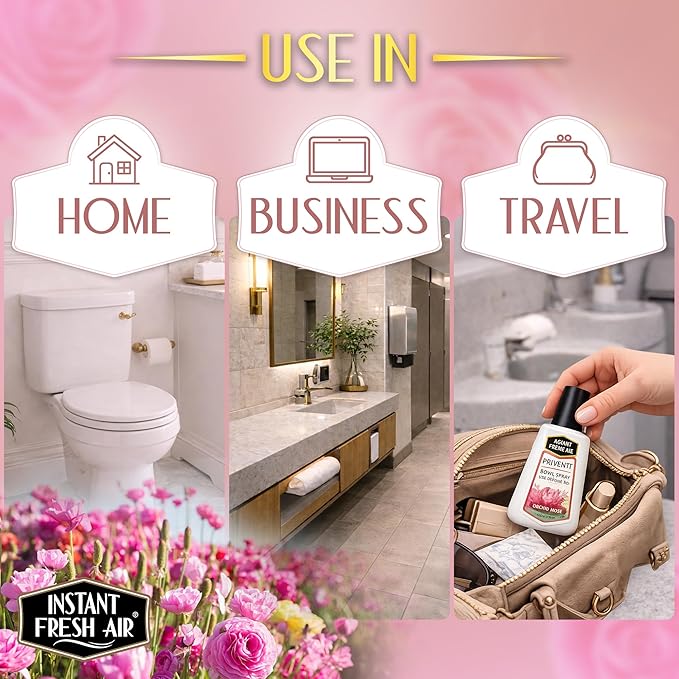 Priventi Toilet Spray & Bathroom Spray Odor Eliminator - Up to 120 Uses - Travel Size Odor Elimination for #2 - For Home, Office, Schools, Travel - Orchid Rose Fragrance - 2.4 oz
