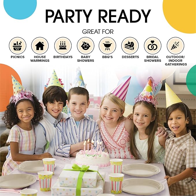 Exquisite Party Solids Ivory Plastic Plates For Party Supplies 7" Ivory Disposable Plates Heavy Duty 50 Pcs Plastic Dinnerware Sets Heavy Duty 350 GSM Disposable Dinnerware Set