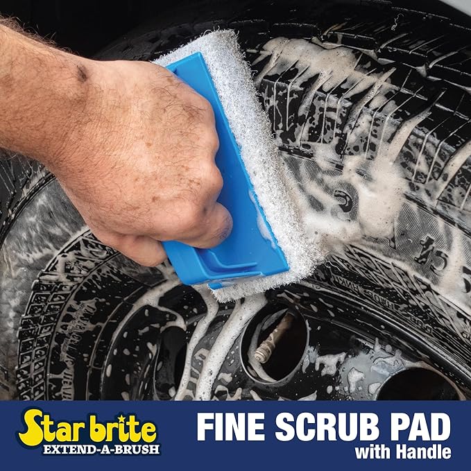 STAR BRITE Scrub Pad with Handle (Fine) White (040129)