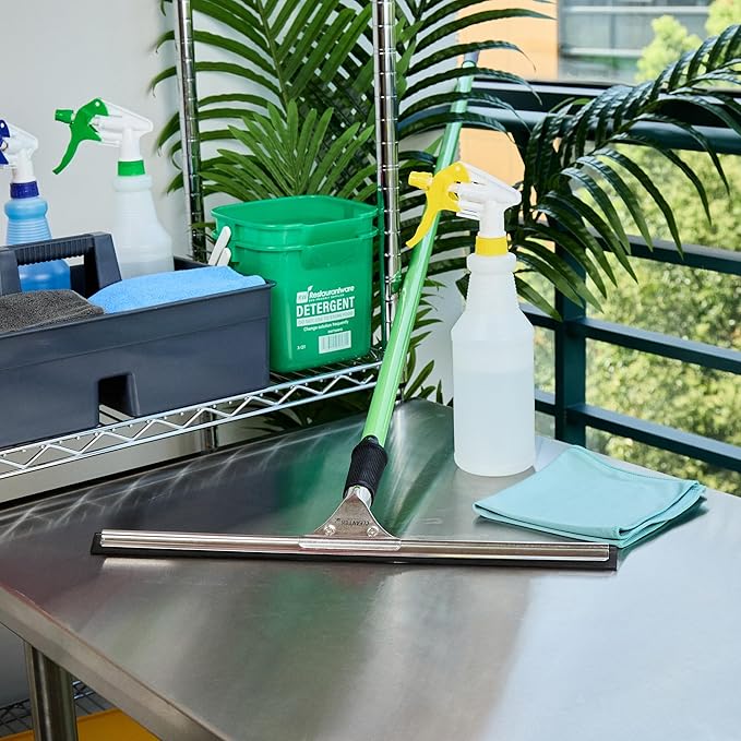 Restaurantware-Clean Tek Professional 17.72 Inch Window Squeegee, 1 Cleaning Squeegee with Rubber Blade - No-Slip Handle, Clean Mirror Or Car Windshield, Stainless Steel Wiper for Glass Door