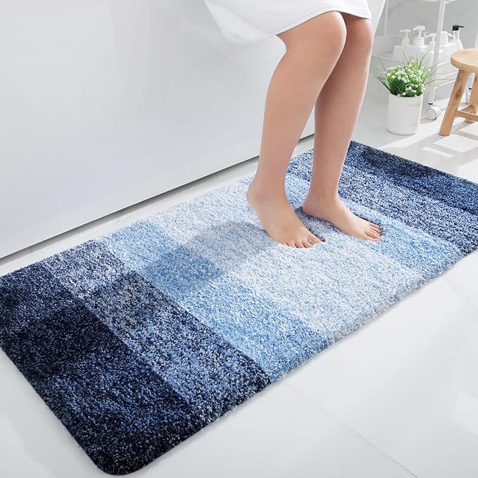 OLANLY Large Bathroom Rugs Mat 45x27, Extra Soft Absorbent Microfiber Bath Rugs, Rubber Backing, Quick Dry, Machine Washable Bath Mats for Bathroom Floor, Tub and Shower, Home Decor Accessories, Navy