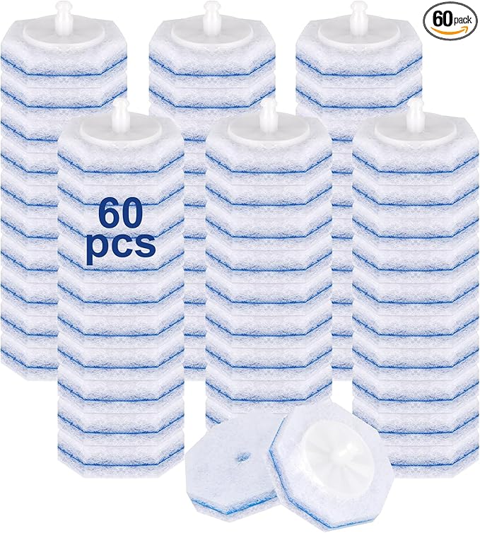 60pcs Toilet Cleaner Refill Pads for Clorox Wand, Upgrade 3-Layer Toilet Scrubber Refills, Won't Fall Apart, Powerful Foam, Safe On Porcelain, Bathroom Cleaning Essentials