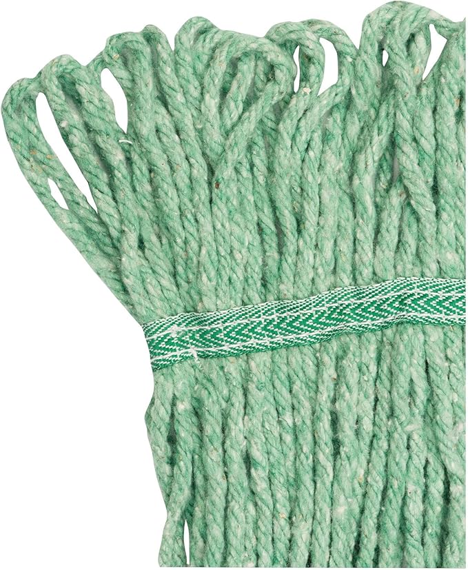Boardwalk Super Loop Wet Mop Head, Cotton/Synthetic Fiber, 5" Headband, Medium Size, Green, 12/Carton