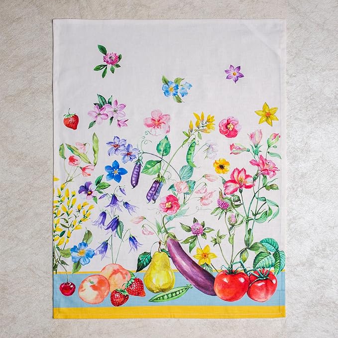 Maison d' Hermine Kitchen Towels Set of 3 100% Cotton 27.50" x 20" Reusable Cloth Tea Dish Towels Absorbent with Hanging Loop for Kitchen Farmhouse Hotel Spring Summer - Giverny