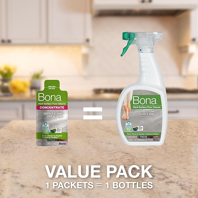Bona® Multi-Surface Floor Cleaner Spray - 32 fl oz - Unscented - Includes Filled Bottle + Concentrate Refill for Multi-Surface Floor Cleaning